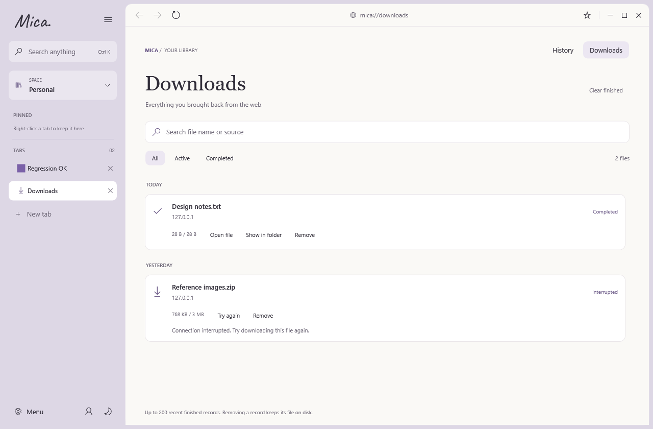Downloads page
