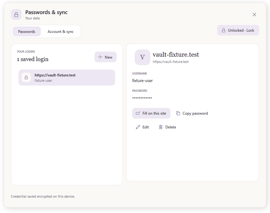 Passwords and sync vault